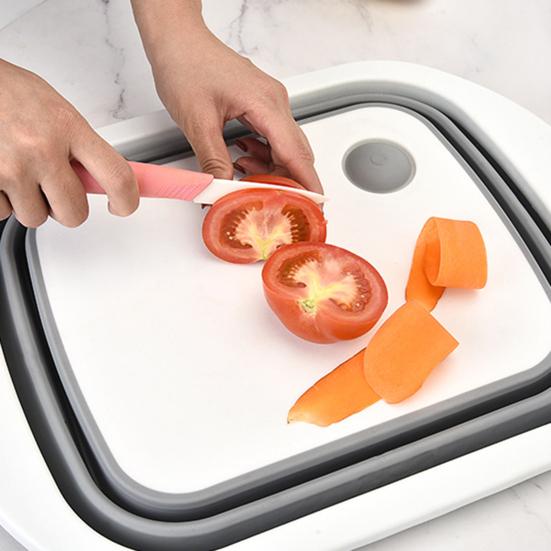 Planche à découper pliable Double couche Planche à découper de cuisine Panier à vaisselle Organisateur de cuisine portable pour la maison, le camping, les voyages