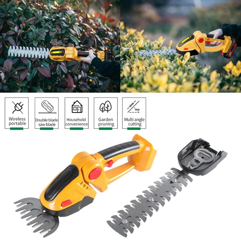 Battery Hedge Trimmer Electric Hedge Trimmer Handheld Cordless Hedge Cutter Grass Shrub Trimmer for Gardening Trimming