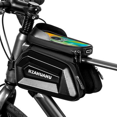 Mountain Bike Frame Bag Top Tube Bike Bag PU PVC EVA Rainproof Saddle Bag for Riding Double Bag Sensitive Touch Screen Bike