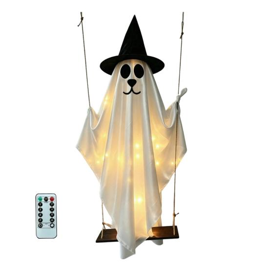 Halloween Hanging Ghost for Outdoor Decoration Cute Flying Satin White Ghost for Home
