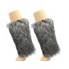 Women's Fuzzy Faux Furs Leg Warmers Furs Heels Long Boots Cuffs Cover One Pair Carnivals Boot Cover Y2K JK Uniform Socks