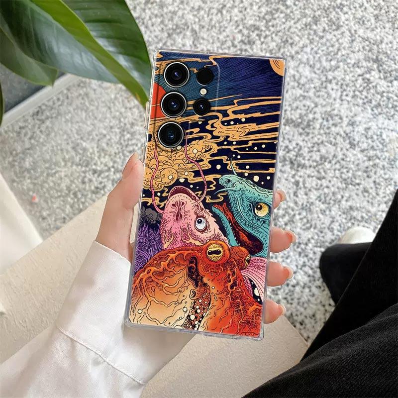 Japanische Kultur Wellen Drache Anime Klare Hülle Für Samsung Galaxy S26 S25 S24 S23 Ultra S20 S21 FE S22 Plus S26 Ultra Handyhülle