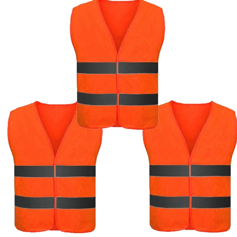 2/3pcs Reflective Vest Green/Orange High Visibility Clothing with Reflective Stripe For Outdoor Running Cycling Safety Traffic