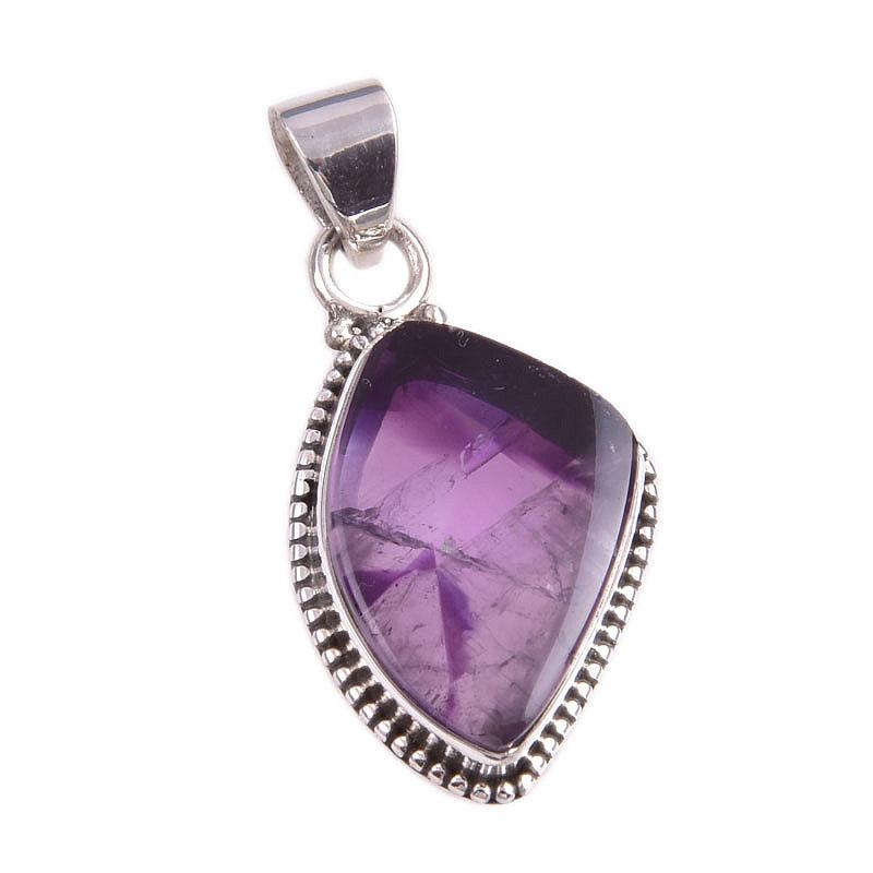 Natural Cloud Amethyst Gemstone 925 Solid Sterling Silver Gift Pendant 1.5" p4t80