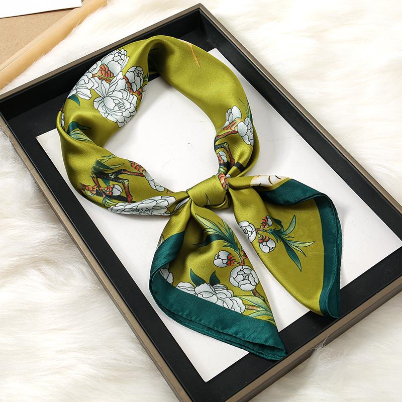 Modny Design Satynowy Jedwabny Kwadratowy Szalik Nadruk Wstążka do Włosów Szalik dla Kobiet Apaszka Bandana Nadruk Drukowany Szal Opaska na Głowę
