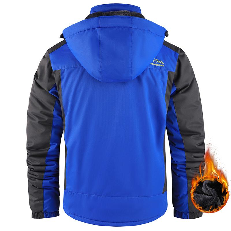 Winter Men Outwear Fleece Warm Removable Hooded Jacket Men Outdoor Skiing Windbreaker Waterproof Casual Jacket Coat Male
