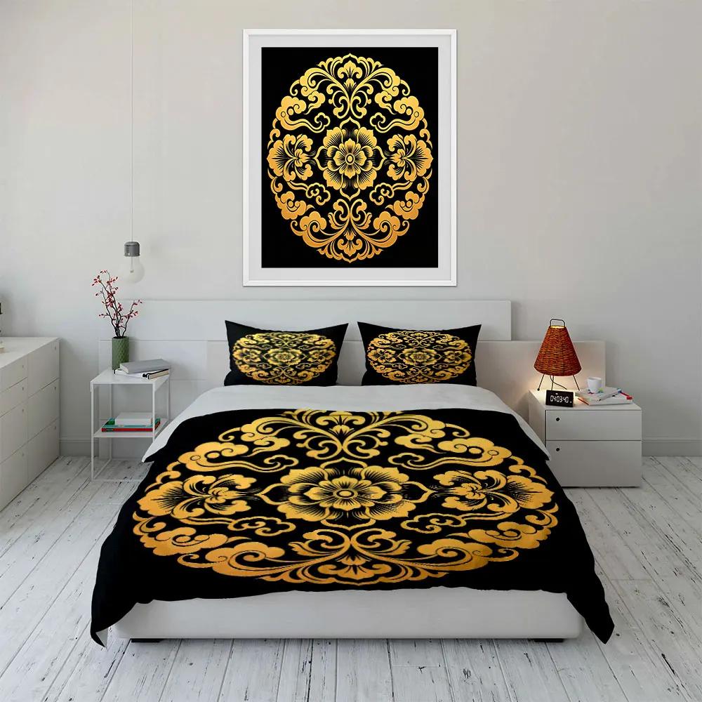 Luxury Golden Pattern Decoration Set Soft Comfortable Duvet Cover Bedding Set Included 1*Duvet Cover & 2*Pillowcases Gift