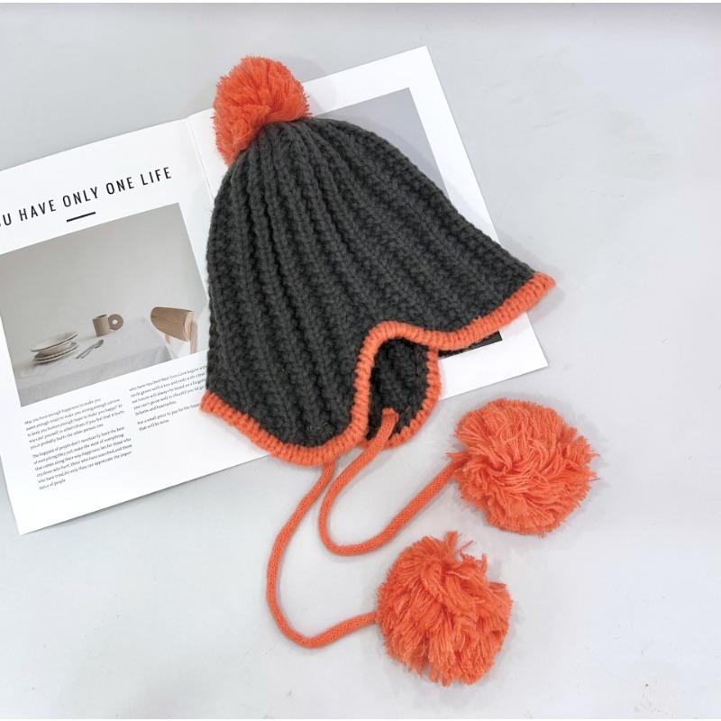 

25 early autumn new Harajuku simple wind splicing contrasting color wool knitted bucket hat warm bucket hat female tide чёрный