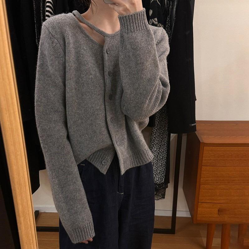 New Autumn Hollow Out O Neck Loose Sweater Cardigan Women Fashion Thin Single breasted Winter Knitted Sweaters Women Solid Slim Casual Cardigans 25539