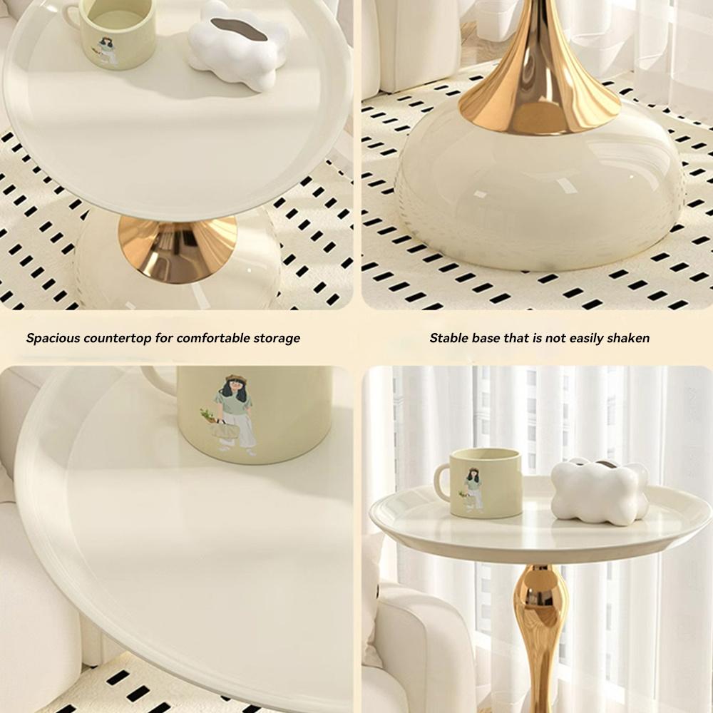 Light Luxury Small Coffee Table, Metal Top Sofa Side Table with Stable Anti-Tipping Base,Portable End Table for Home Cafe Office