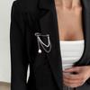 Hip Hop Trendy Imitation Pearl Tassel Chain Brooches Punk Style Paper Clip Pants Chain Accessory For Men Women