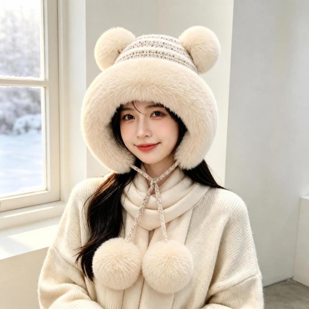 Anti-Cold Ear Protection Hat Fleece Lined Beanies Cap Soft Knitted Hat  Winter