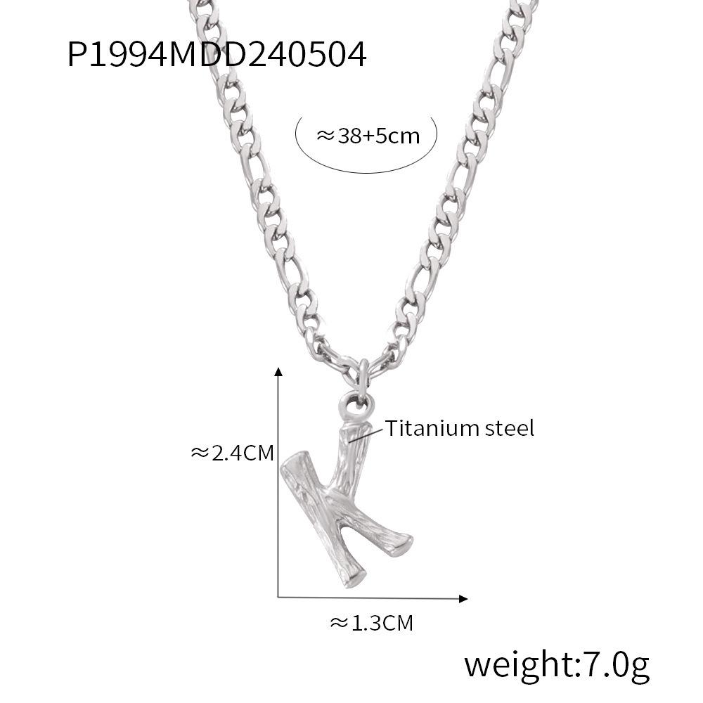 Simple Light Luxury Titanium Steel 26 Letter Necklace Niche Non-Fading Necklace Gold Tree Pattern Jewelry