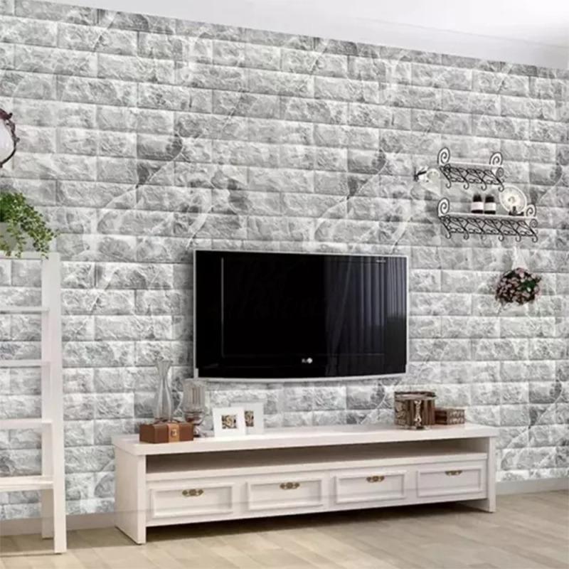 3D brick patterned wallpaper waterproof 38.5X35cm retro color self-adhesive living room wall sticker