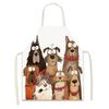 1pc Funny Cartoon Dog Group Painting Apron Linen Kids Children Art Craft Cooking Apron Pet Lover Gift Animal Print Design Wear