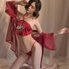 Sexy lingerie sexy ladies embroidered belly pocket three-point dress seduction transparent teasing passion nightdress set