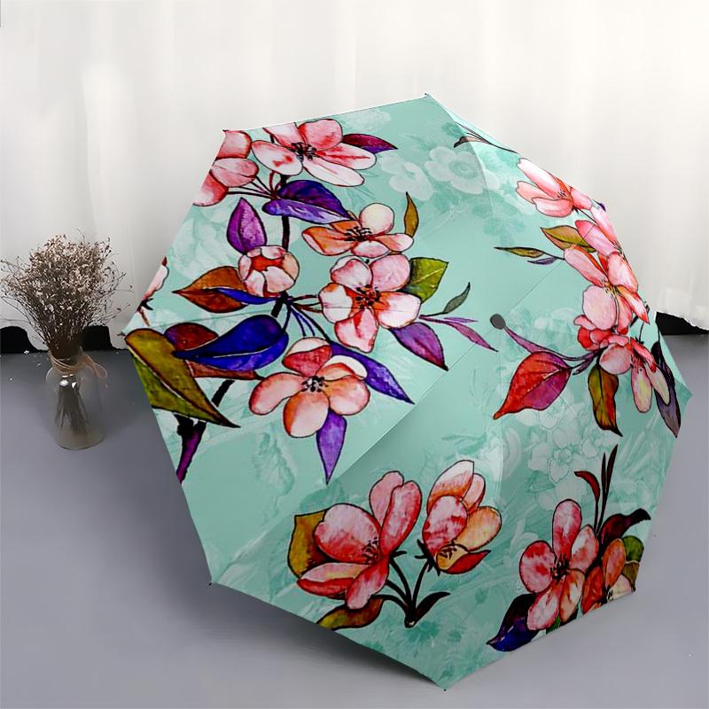 1pc Floral Pattern Design Umbrella with Plastic Handle,Suitable for All Seasons Umbrellaptys26014