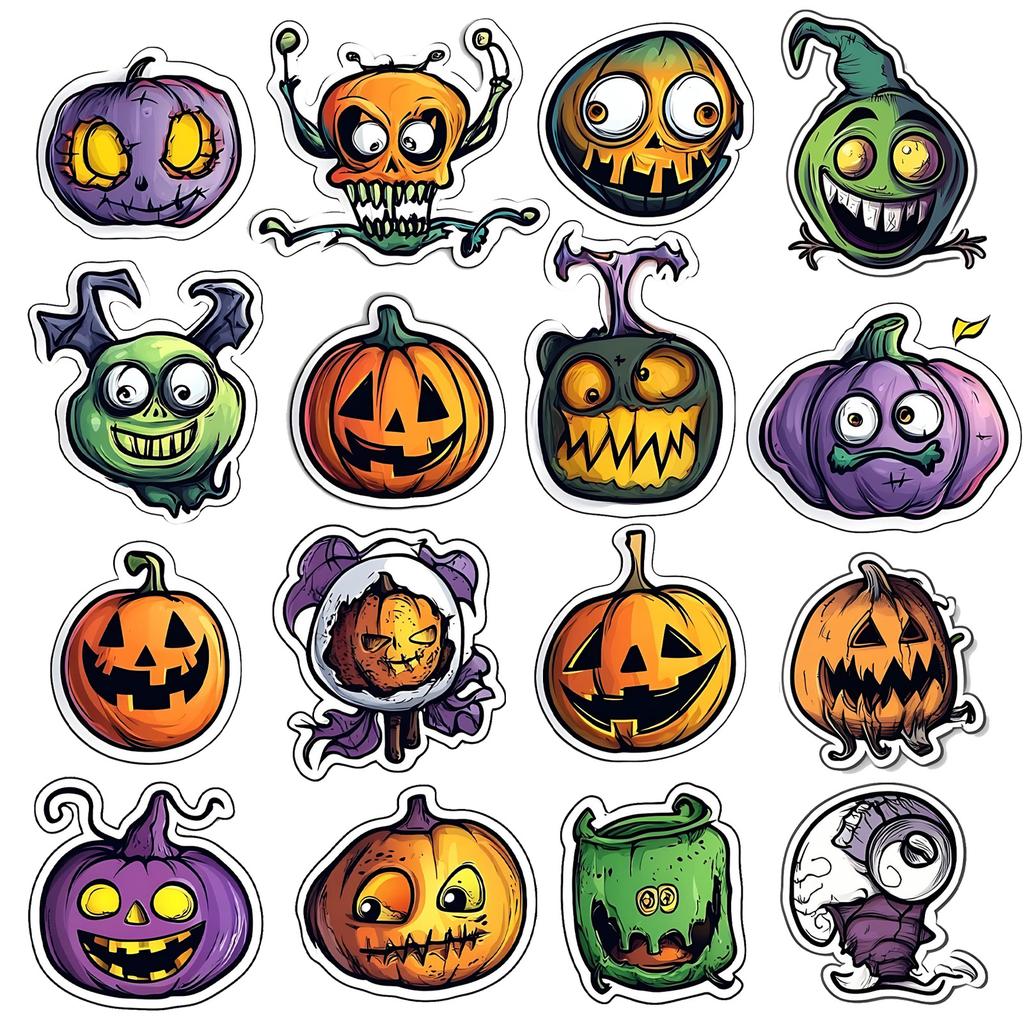 Halloween Sticker Cartoon Graffiti Style, Multi-Scene Application Texture Personalized Sticker
