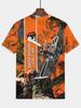 T-shirt da uomo girocollo con stampa 3D motosega e taglio del legno – Ispirata all'avventura all'aria aperta, Abbigliamento casual estivo, Traspirante e confortevole per l'escursionismo,