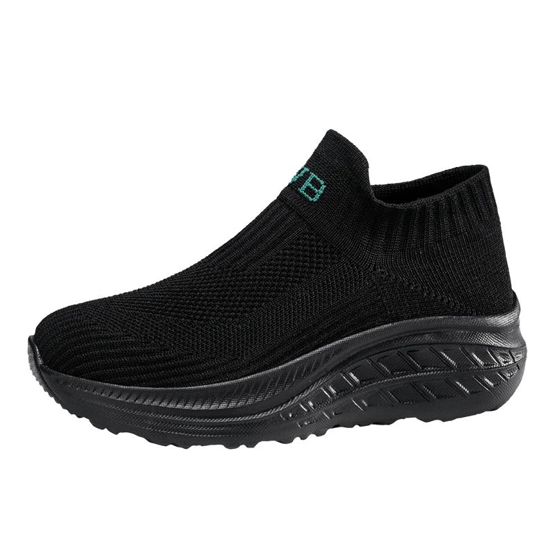 Women's Casual Sports Socks Sneakers Fashionable Thick Sole Air Cushion, Elevated Sloping Heel Rocking Shoes Running Shoes