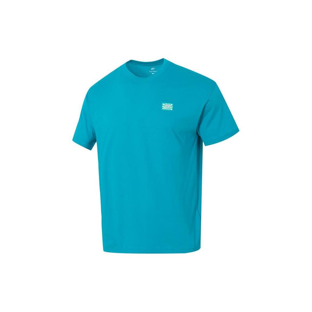 Nike Printed Pattern Training Fashion Casual Sports Comfortable Loose Round Neck Short Sleeve T-Shirt Men Tops Peacock-Blue FV3721345