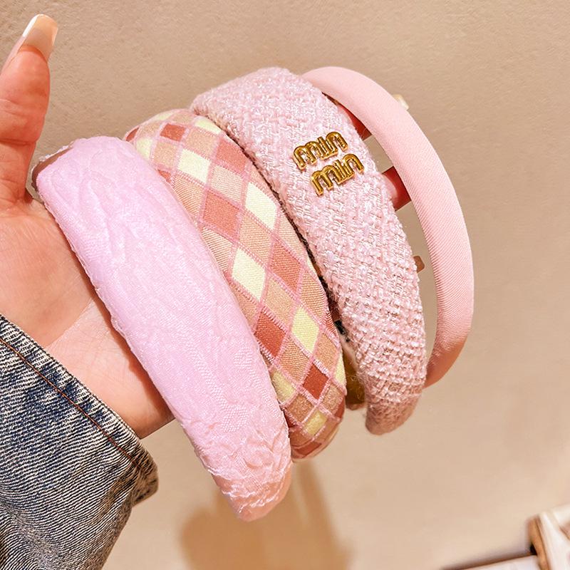 Pink Series Women's Versatile High-Top Non-Slip Hairband - Perfect for Outings, Face Washing, and Sweet Styles
