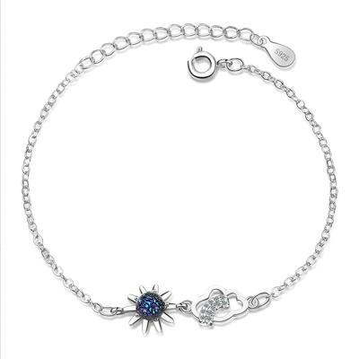 S925 Silver Rain and Sunshine Bracelet for Women Korean Style Fresh Sun Cloud Necklace Set with Diamonds and Zircon Jewelry