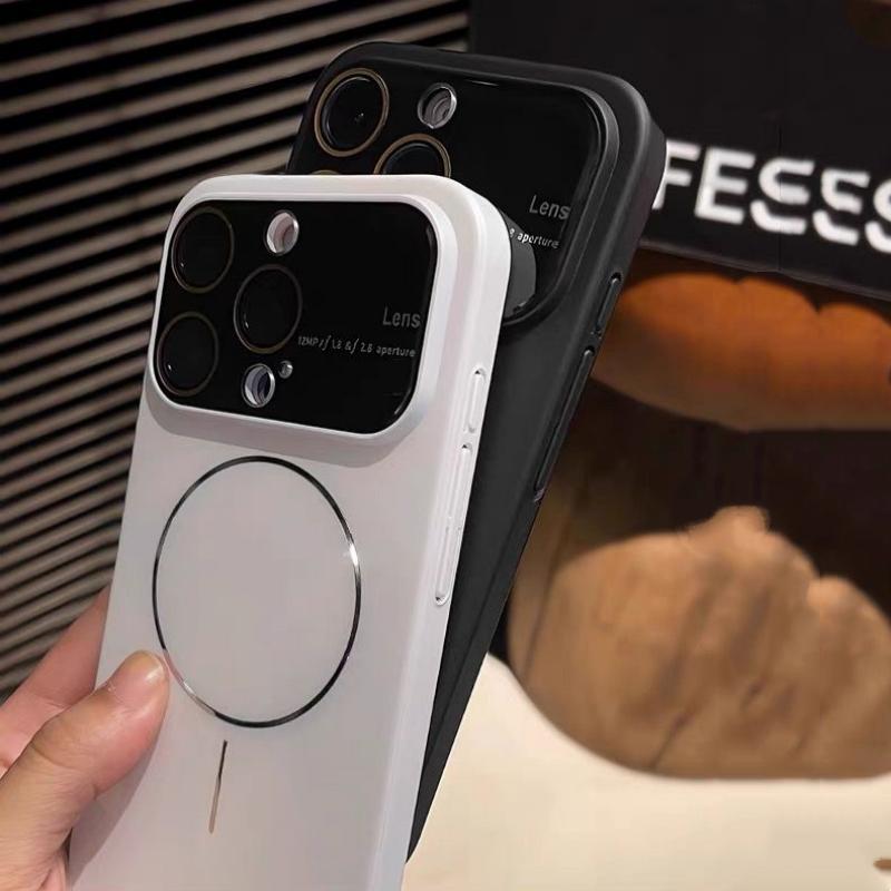 Luxury Camera Large Window For Magsafe Phone Case for iPhone 17 Air 16 14 15 13 12 11 17 Pro Max Magnetic Shockproof Hard Cover