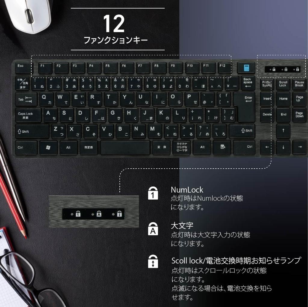 OHM Electric PCGEAR Wireless Bluetooth Keyboard, Black, PC-SKW41 K, 01-3515