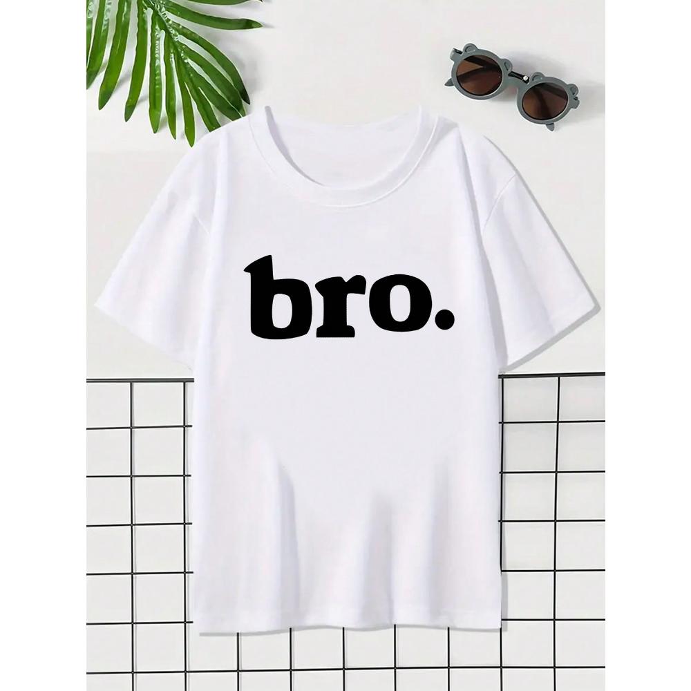 "BRO" Letter Print Crew Neck Short-sleeved T-shirt, Casual Student Top Women Clothing Fashion Summer Streetwear Personality Y2K