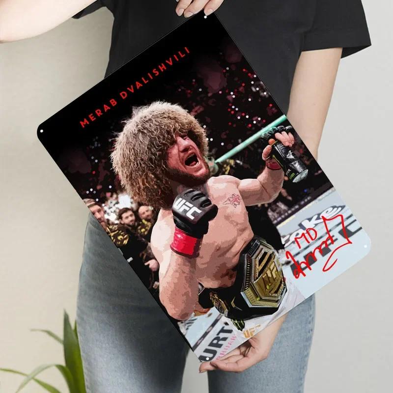 Merab Dvalishvili Boxer Poster Boxen Metallschilder Bilder Wanddekorationsartikel Benutzerdefinierte Blechschilder für Wandkunstdekoration Retro