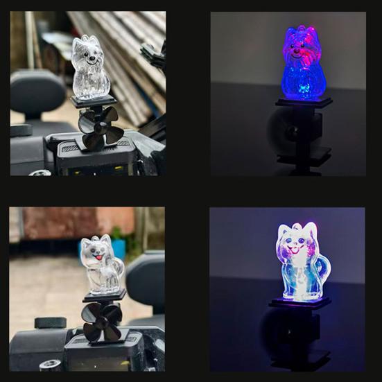 Motorrad Dekoration Niedliche Hundeform Windenergie LED-Leuchten Selbstbetrieben Lenker Ornamente Hundeförmiges Fahrradzubehör