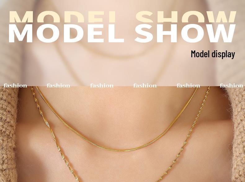 European & American Double Layer Titanium Steel Snake Chain Necklace for Women - Cold, Light Luxury, Simple, Trendy, Clavicle Chain.