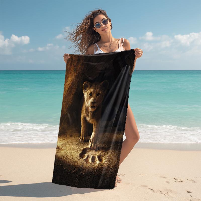 1Pc Lion Cub Explores Jungle Beach Towel Microfiber Beach Towel Thin Absorbent For Beach Swimming Yoga Bath Sports 0917269