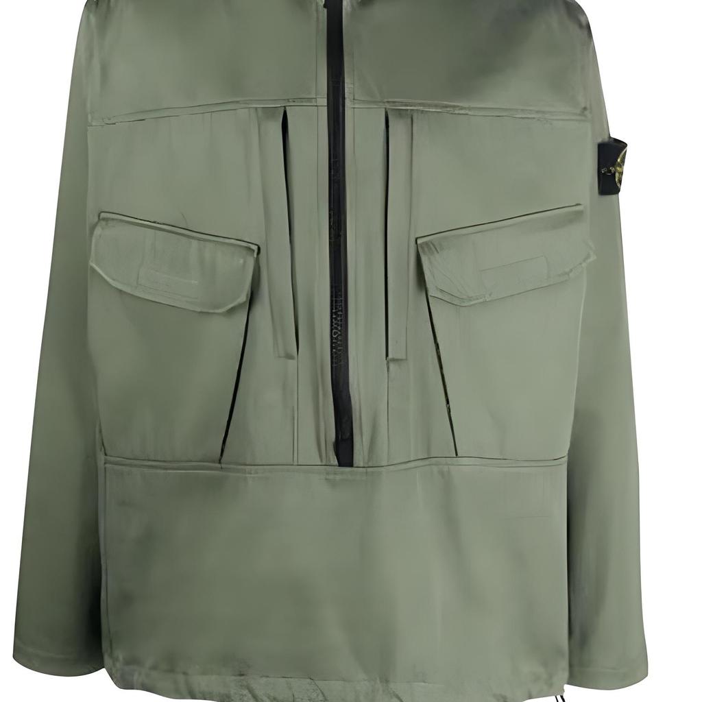 STONE ISLAND Compass Badge Zip-Up Jacket Green Men Outerwear 751510802-V0055