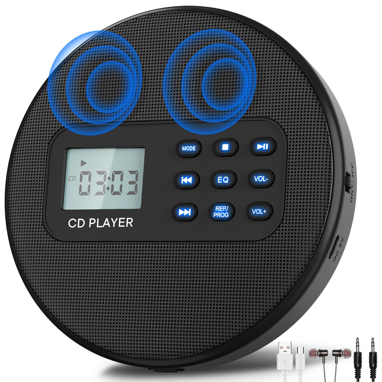 

Long Battery Life CD Player with Quality Headphones with Stereo Speakers CD Connect to External Devices