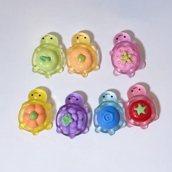 1 Set Cute Turtle Miniatures 24 Fruit And Vegetable Design Tiny Turtles in Mini Luggage Box Glow-in-The-Dark Resin Turtles for Kids Party Favors