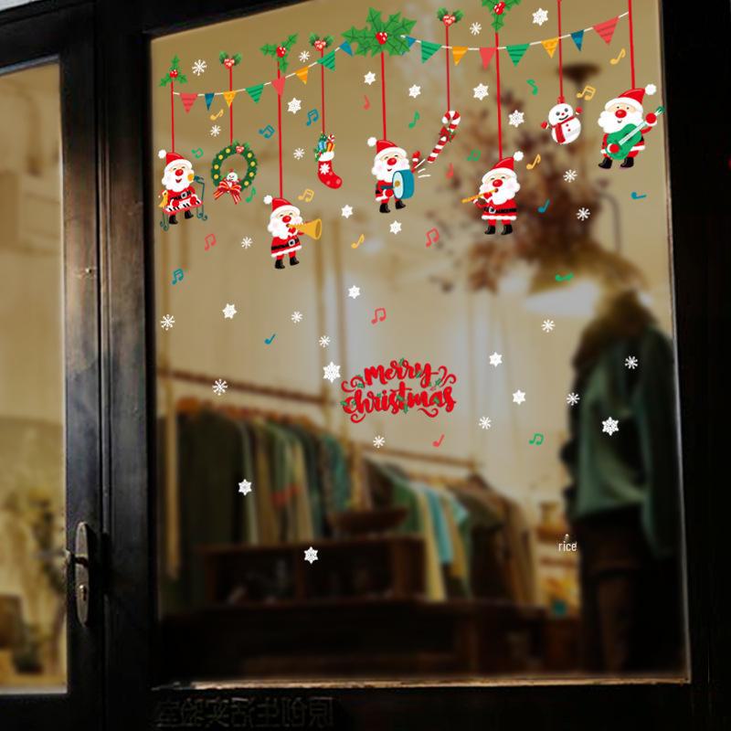 Christmas Window Glass Stickers: Santa Claus & Snowflake DIY Decorations