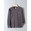 Original Foreign Trade Surplus Japanese-Style All-Cotton Brushed Long-Sleeve T-Shirt, Unisex Couple Style, Soft Casual Loose-Fitting Base Shirt