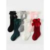 Spanish Baby Girl Dress Socks: Cotton-Polyester with Large Bow and Loose Cuff