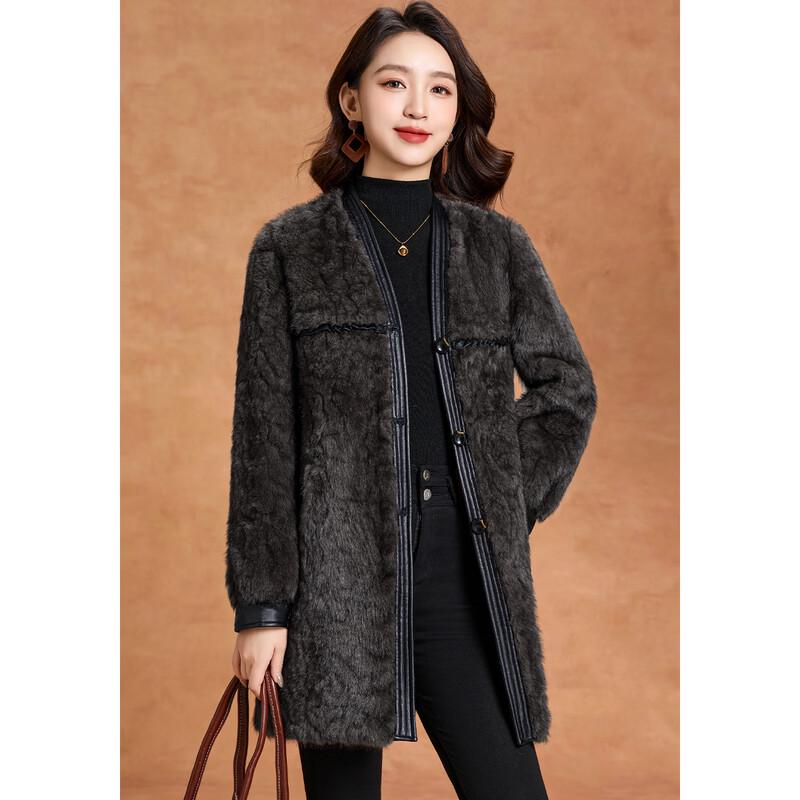 Kebeier Women's Elegant Thickened Faux Fur Mid-length Coat