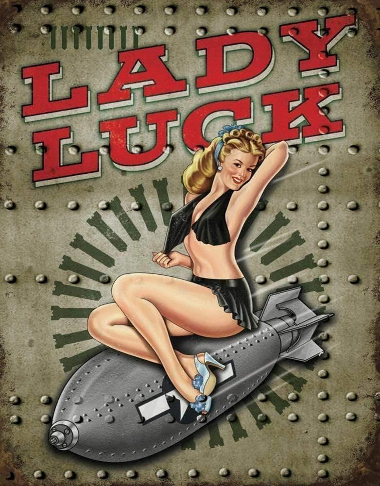 

1xMetal Tin Sign Vintage Art Decoration Pin Up Bomber Plane Art Ww2 for Cafe Home Kitchen Farm Office Bar Restaurant Dorm Club aluminum 20x30cm