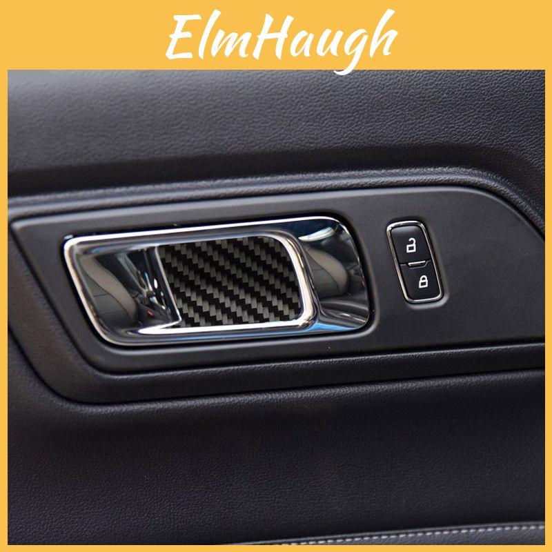 Stylish Carbon Fiber Inner Door Handles Bowl Trim For Ford Mustang 2015-2017
