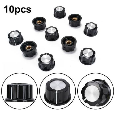 10Pcs Top Rotary Control Turning Knob for Hole 6mm Dia Shaft Potentiometer Tool