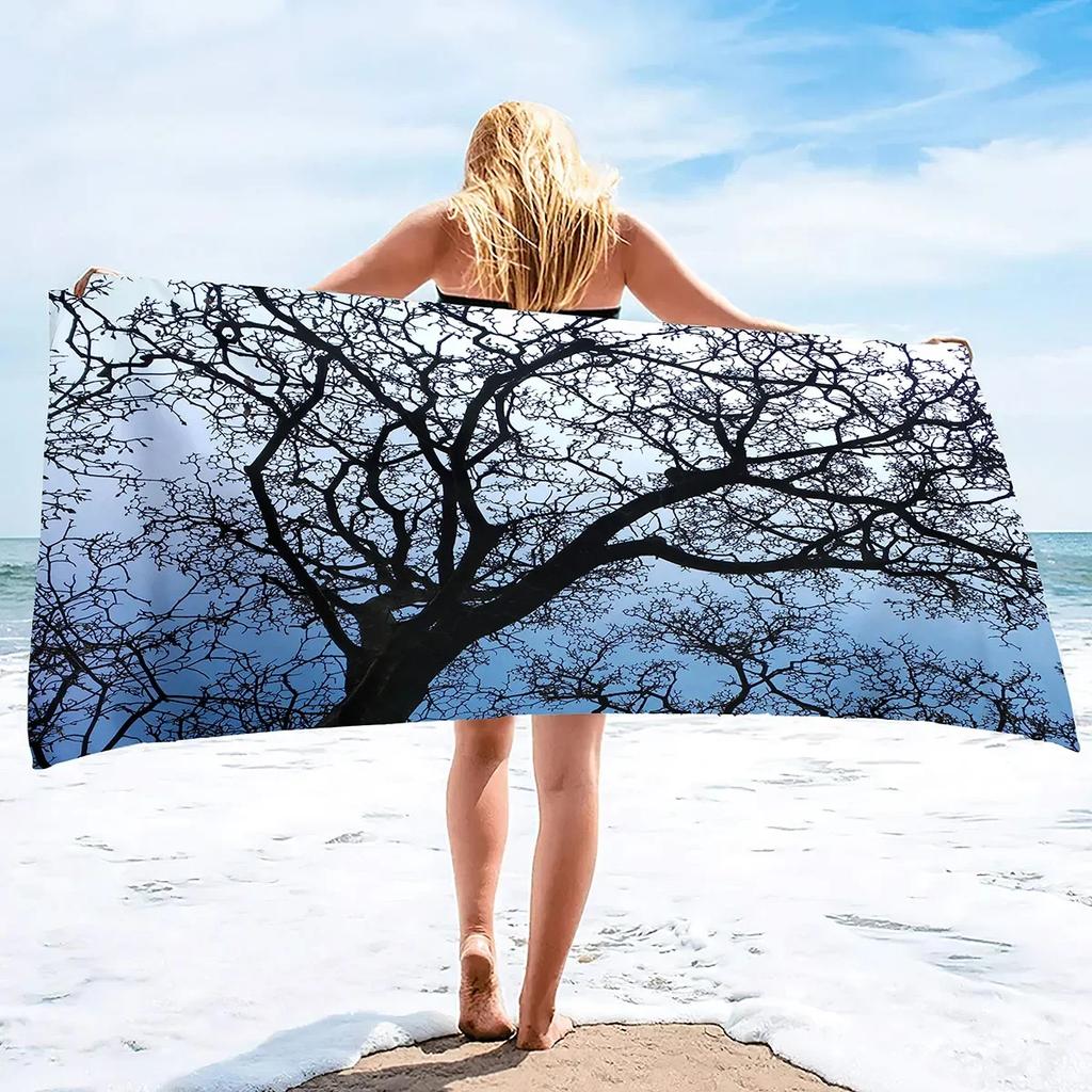 Tree Towels Lightweight Quick Dry Beach Towel Pack and Branch Absorbent Beach Towel Sand Free Sunset Beach Towels for Adult