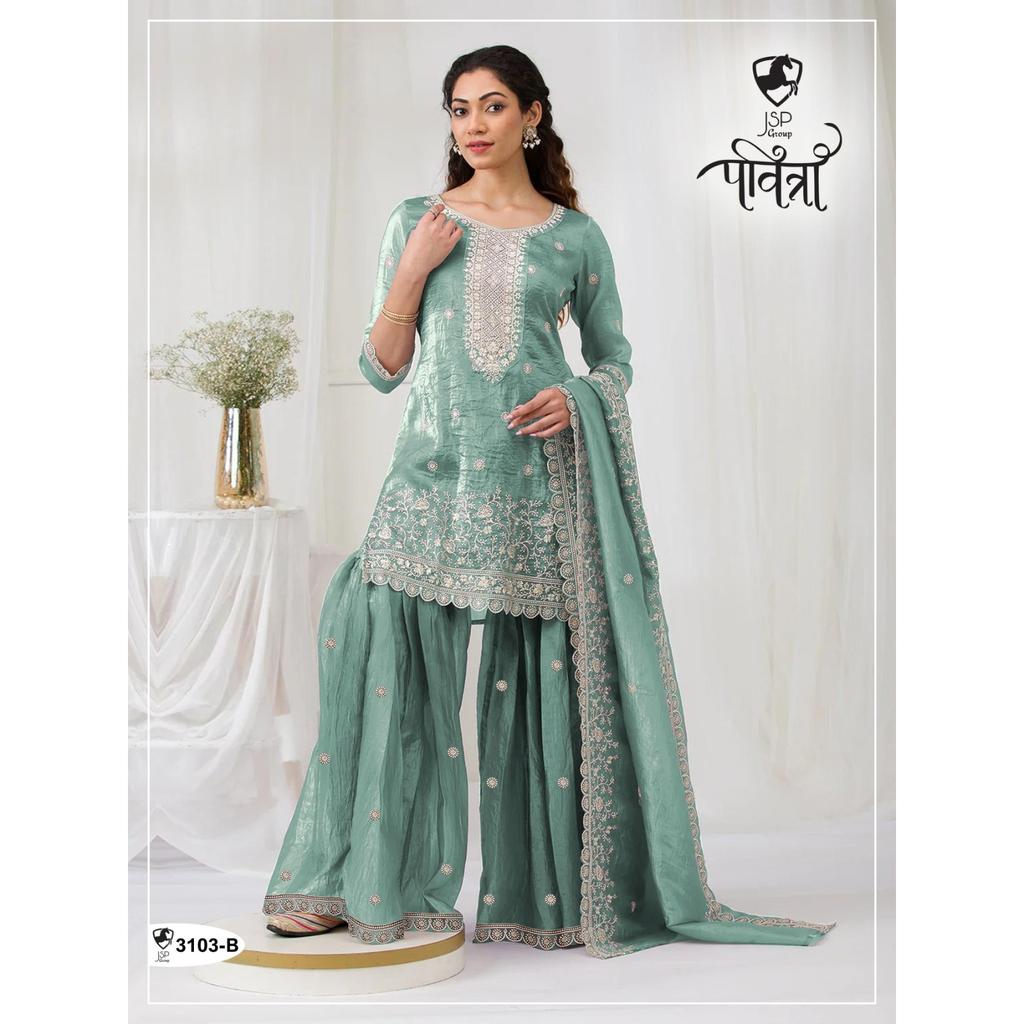 Desigenr Party Wear Paksiatni Sharara Suit Indian Bollywood Salwar Kameez Dress