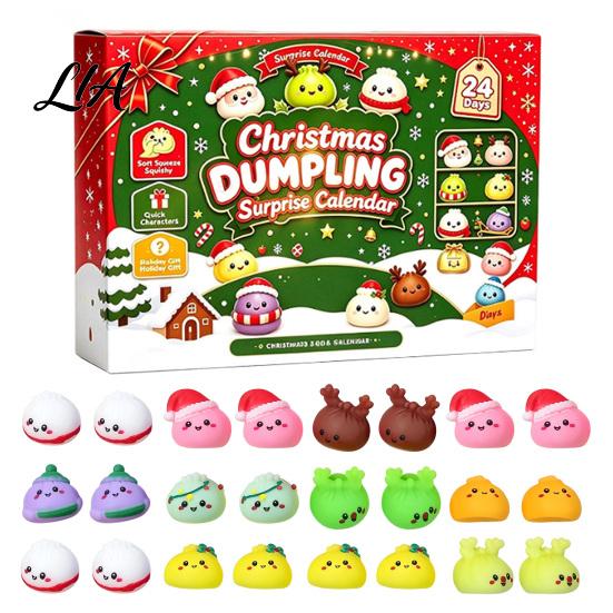 Mini Soft Toys for Party Favors 2026 Christmas Dumplings Advent Calendar with 24 Bun Squeeze Educational Fidget Tools Concentration Toys, Festive