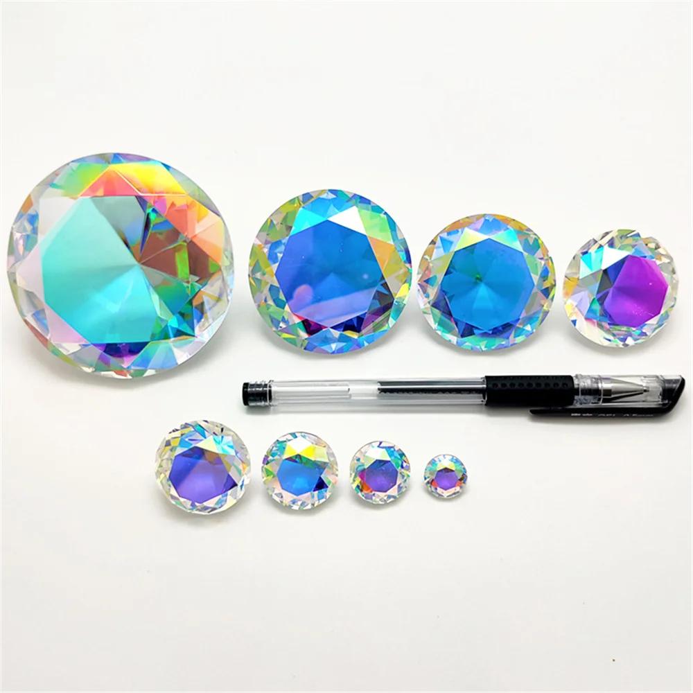 

30-80 мм AB, барвистий K9 Crystal Diamond Press Papere Decorative Rainbow Maker Prism Glass Diamonds Весільна кімната Desktop Desktop 40mm