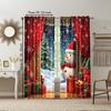2 stuks Kerst Raamgordijn Sneeuwpop Kerstboom Designs Met Sneeuwvlokken Tunnelzak Polyester Materiaal Voor Woonkamer Keuken
