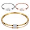 Clear Crystal Bracelet 316 L Stainless Steel Charm Magnet Snake Chain Charm Bracelet  for Women